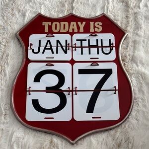 Red Shield Perpetual Flip Calendar - White Number Cards